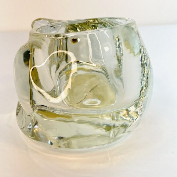 Vintage Indiana Glass Sleeping Cat Crystal Votive Handmade Candle Holder USA - Picture 6 of 9